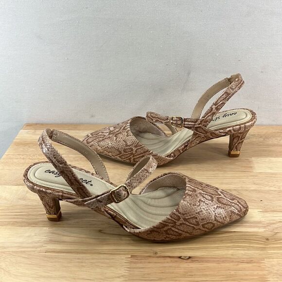 Easy Street Trissa Heel Rand Pumps- Natural Snakeskin/Gold Rand- Size 8.5 W - Picture 5 of 9